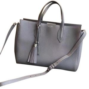Saint Laurent Medium Amber Gray Leather Tote